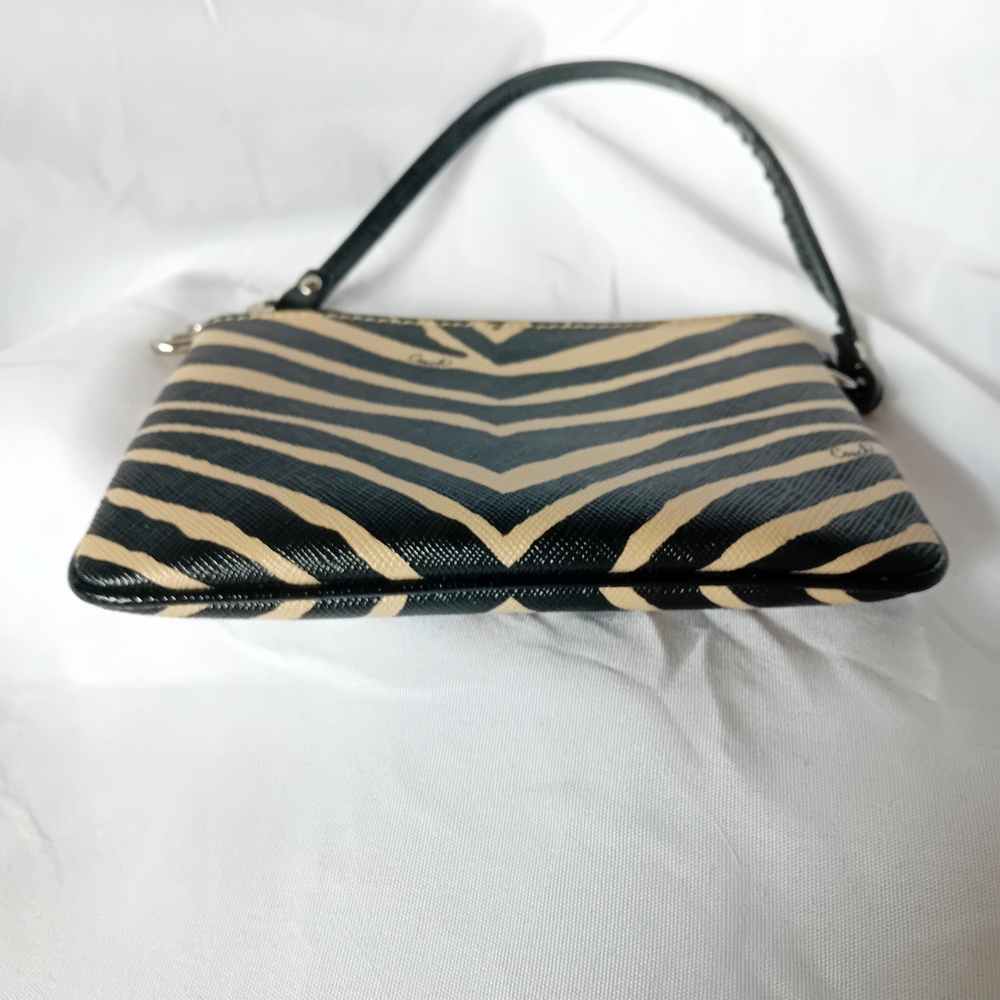 Coach Black and Tan Zebra Print Women's Wristlet Clutch Bag - Picture 11 of 13